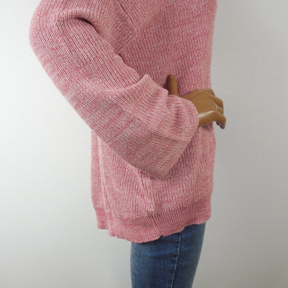 ANA Sweater L Casual Hi/Low Hem Red Heather X-Neck Oversized Fit Long Sleeves - Picture 8 of 13